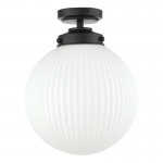Alrik - Black Ceiling Lamp with Opal Ribbed Glass Alrik - Black Ceiling Lamp with Opal Ribbed Glass
