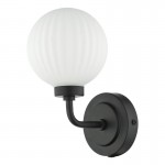 Alrik - Black Wall Lamp with Opal Ribbed Glass Alrik - Black Wall Lamp with Opal Ribbed Glass