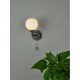Dar-ALR0722 - Alrik - Ribbed Opal Glass & Black Wall Lamp