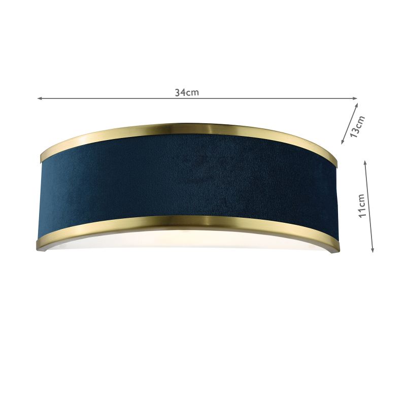 Dar-ALV0723 - Alvaro - Brushed Brass Wall Lamp with Navy Shade & Diffuser