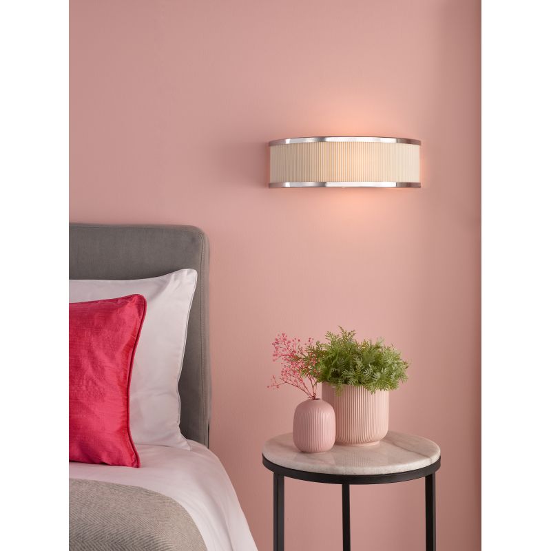 Dar-ALV0733 - Alvaro - Polished Chrome Wall Lamp with Ivory Shade & Diffuser