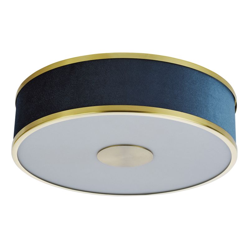 Dar-ALV5223 - Alvaro - Brushed Brass 3 Light Flush with Navy Shade & Diffuser