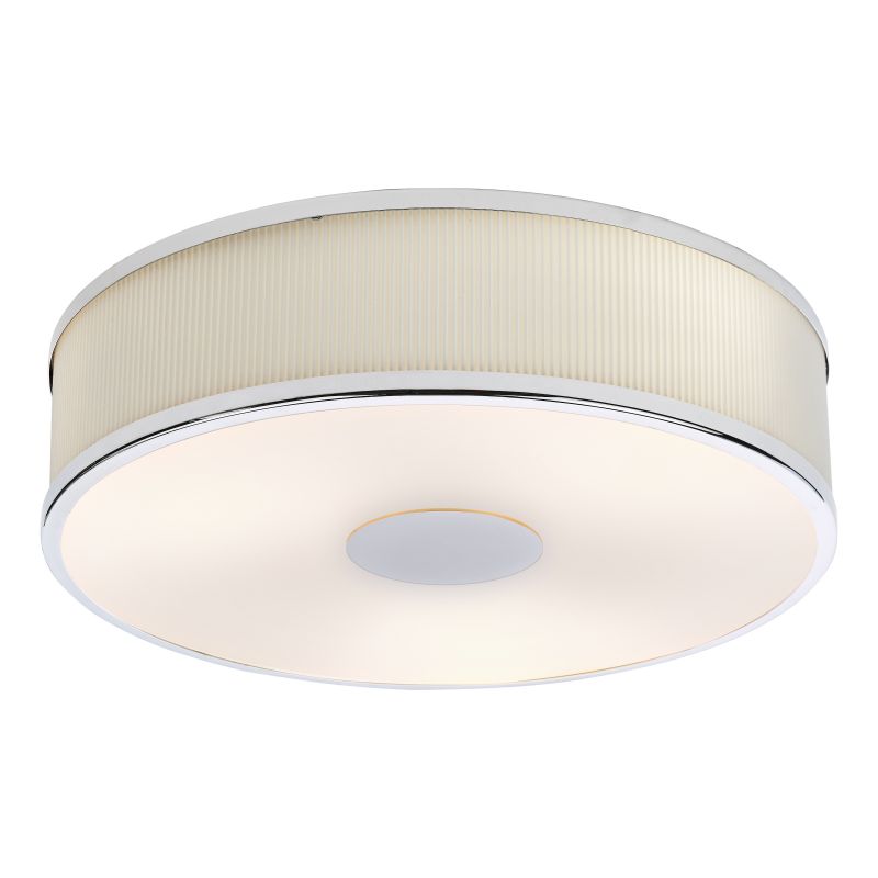 Dar-ALV5233 - Alvaro - Polished Chrome 3 Light Flush with Ivory Shade & Diffuser