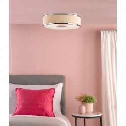 Alvaro - Polished Chrome 3 Light Flush with Ivory Shade & Diffuser Alvaro - Polished Chrome 3 Light Flush with Ivory Shade & Diffuser