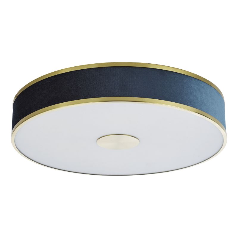 Dar-ALV6423 - Alvaro - Brushed Brass 6 Light Flush with Navy Shade & Diffuser