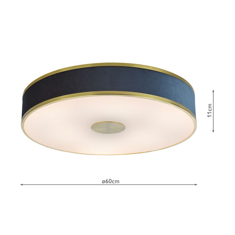 Dar-ALV6423 - Alvaro - Brushed Brass 6 Light Flush with Navy Shade & Diffuser