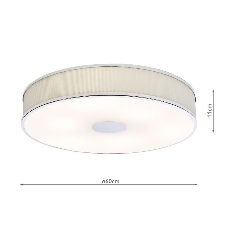 Dar-ALV6433 - Alvaro - Polished Chrome 6 Light Flush with Ivory Shade & Diffuser