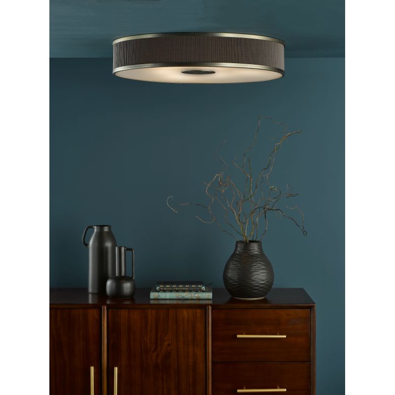 Dar-ALV6439 - Alvaro - Antique Brass 6 Light Flush with Bronze Mushroom Shade & Diffuser