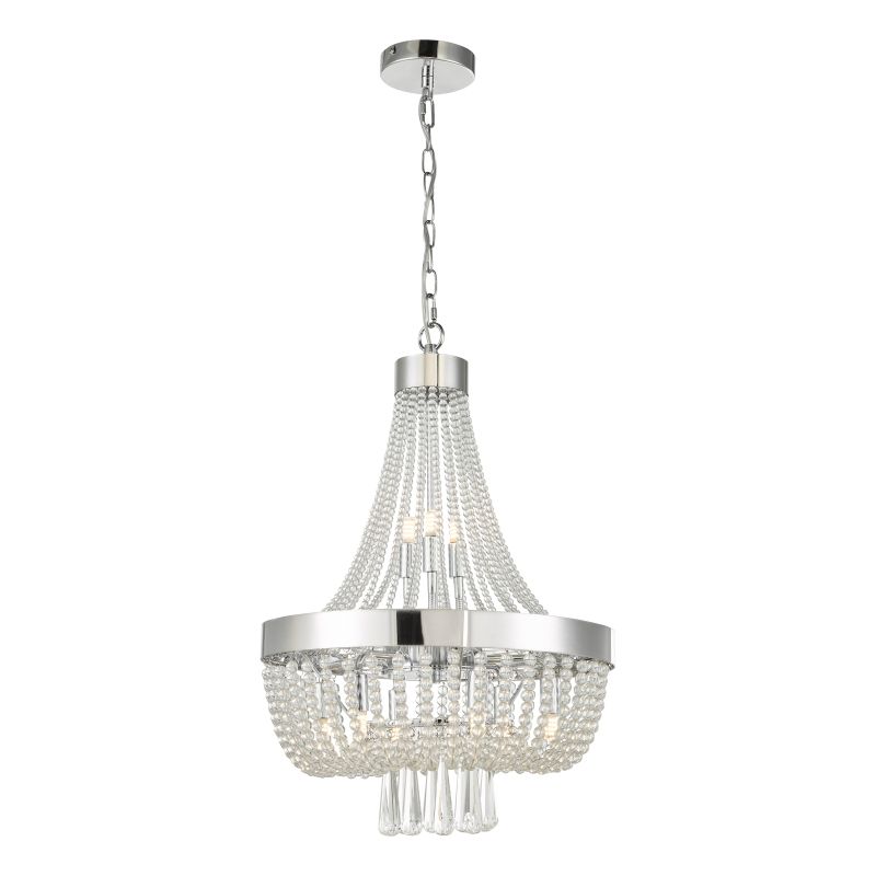 Dar-ALY1350 - Alyssa - Polished Chrome 9 Light Chandelier with Crystal