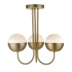 Andre - Aged Brass 3 Light Semi Flush with White Glass Andre - Aged Brass 3 Light Semi Flush with White Glass