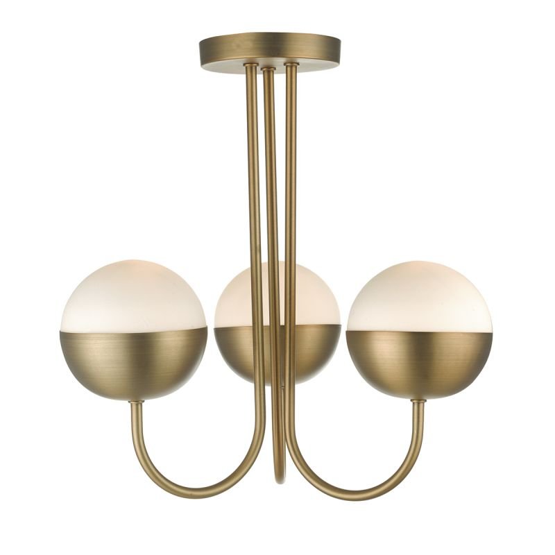 Dar_Vol3-AND0342 - Andre - Aged Brass with White Glass 3 Light Semi Flush