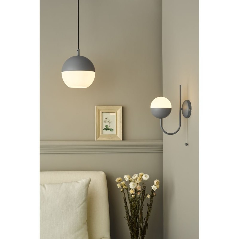 Dar-AND0739 - Andre - Opal Glass & Mat Grey Wall Lamp