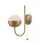 Andre - Aged Brass Wall Lamp with White Glass Andre - Aged Brass Wall Lamp with White Glass