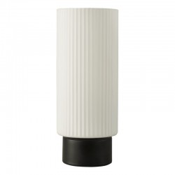 Aneska - Matt Black Table Lamp Opal Ribbed Glass
