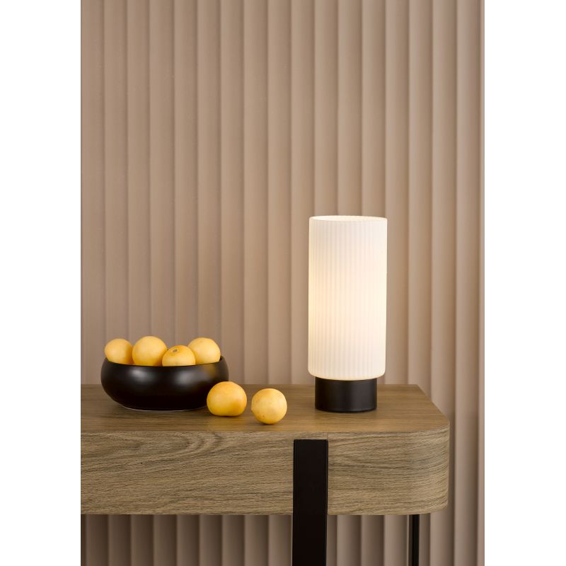 Dar_Vol3-ANE4022 - Aneska - Matt Black Table Lamp Opal Ribbed Glass