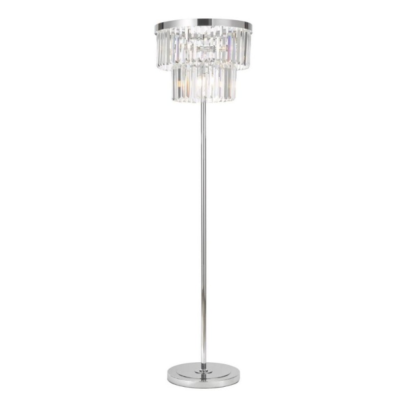 Dar-ANG4908 - Angel - Polished Chrome 6 Light Floor Lamp with Crystal