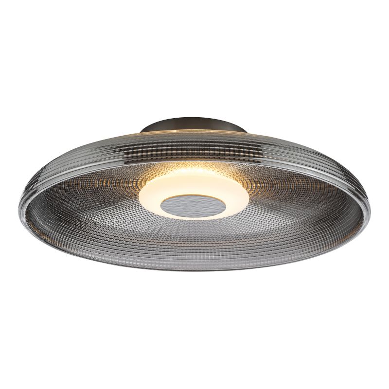 Dar-ANS5222 - Ansel - Black Chrome LED Flush with Smoked Textured Glass