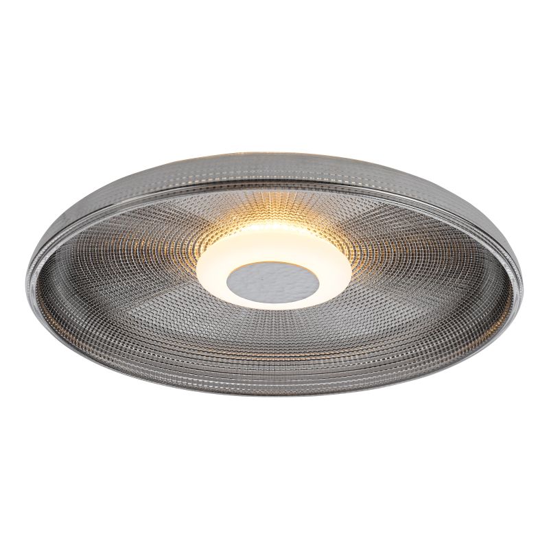 Dar-ANS5222 - Ansel - Black Chrome LED Flush with Smoked Textured Glass