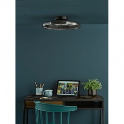 Ansel - Black Chrome LED Flush with Smoked Textured Glass Ansel - Black Chrome LED Flush with Smoked Textured Glass