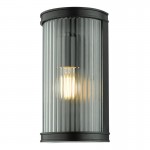 Anund - Black Wall Lamp with Clear Ribbed Glass