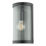 Anund - Black Wall Lamp with Clear Ribbed Glass