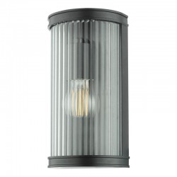 Anund - Black Wall Lamp with Clear Ribbed Glass Anund - Black Wall Lamp with Clear Ribbed Glass