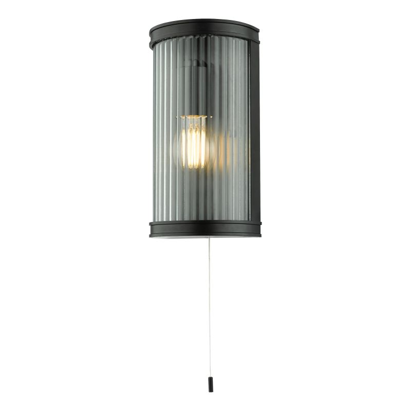Dar-ANU0722 - Anund - Clear Ribbed Glass & Black Wall Lamp