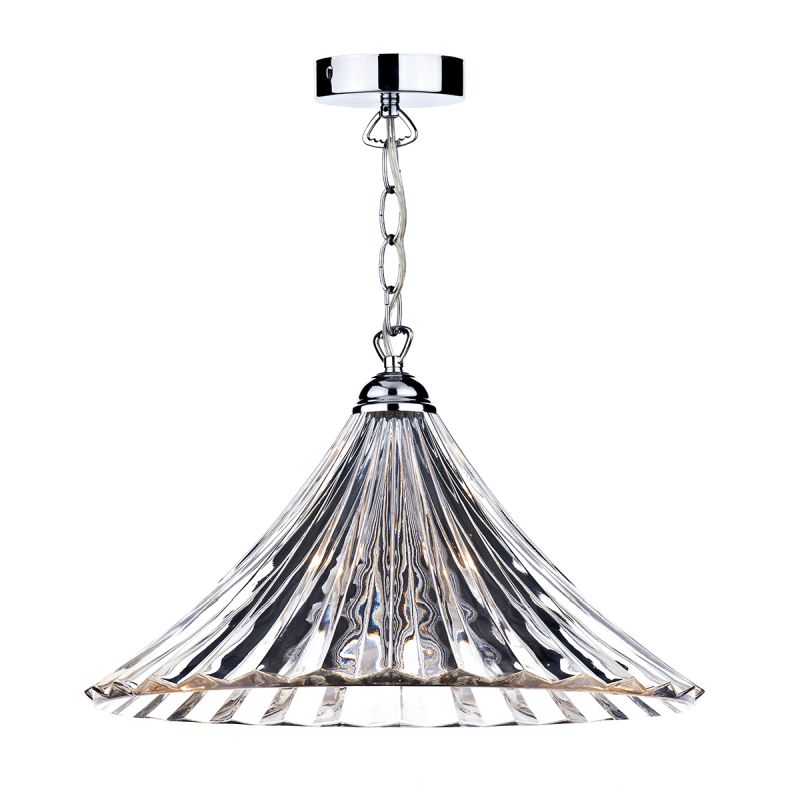 Dar-ARD868 - Ardeche - Clear Fluted Glass with Polished Chrome Big Pendant