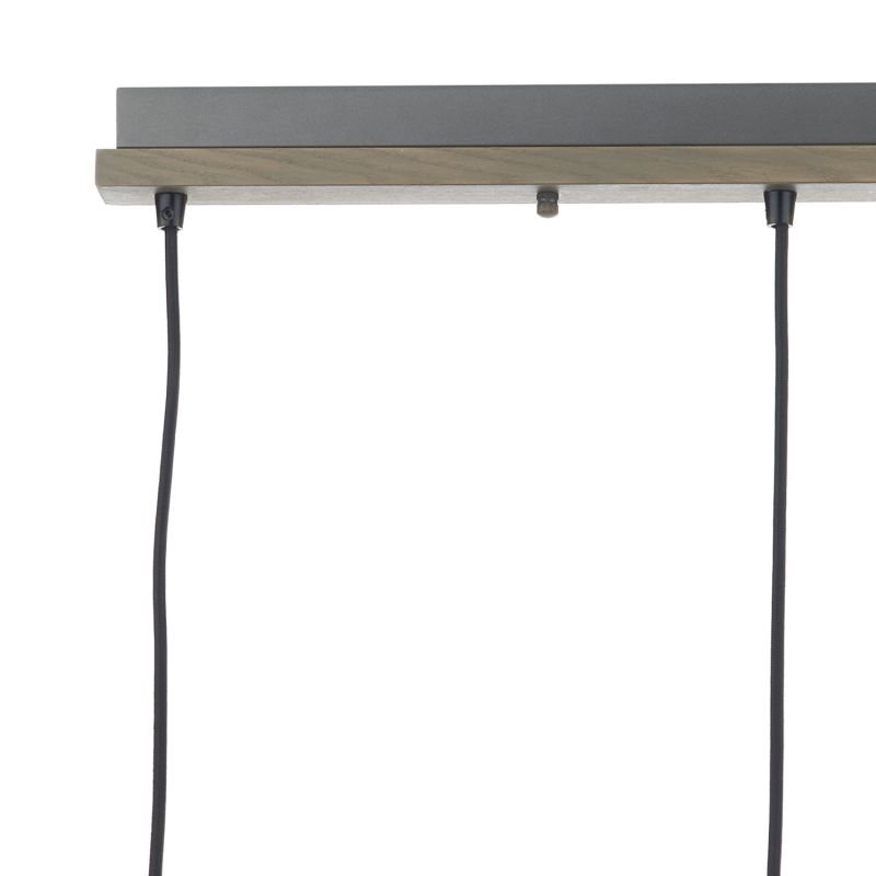 Kitchen Lights - Arken - Grey Metal with Wood 3 Light over Island Fitting Dar-ARK0348 - Arken - Grey Metal with Wood 3 Light over Island Fitting