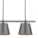 Kitchen Lights - Arken - Grey Metal with Wood 3 Light over Island Fitting Dar-ARK0348 - Arken - Grey Metal with Wood 3 Light over Island Fitting