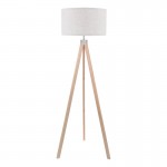 Armitage - Wooden Tripod Floor Lamp with Linen Shade Armitage - Wooden Tripod Floor Lamp with Linen Shade