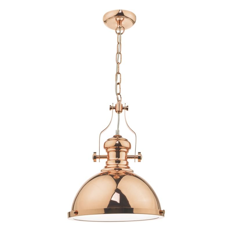 Ceiling Lights - Arona - Polished Copper with Glass Diffuser Single Pendant Dar-ARO0164 - Arona - Polished Copper with Glass Diffuser Single Pendant
