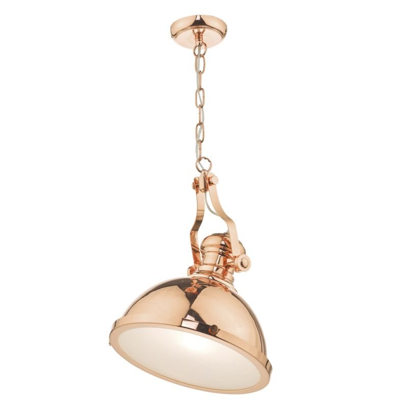 Ceiling Lights - Arona - Polished Copper with Glass Diffuser Single Pendant Dar-ARO0164 - Arona - Polished Copper with Glass Diffuser Single Pendant