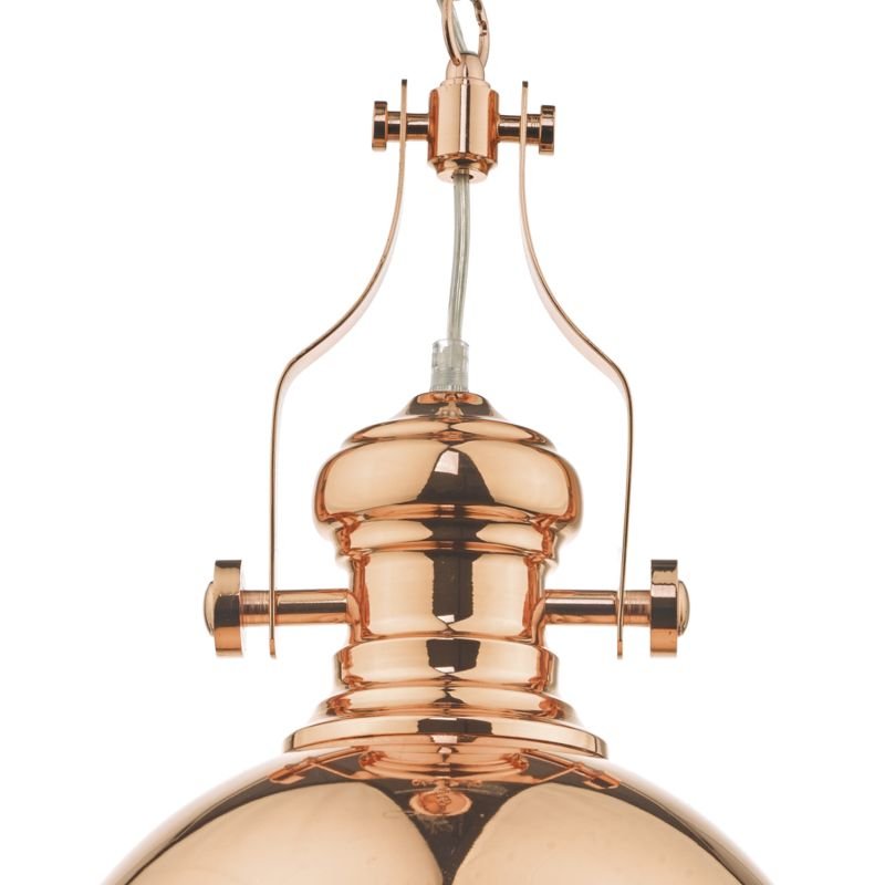 Ceiling Lights - Arona - Polished Copper with Glass Diffuser Single Pendant Dar-ARO0164 - Arona - Polished Copper with Glass Diffuser Single Pendant