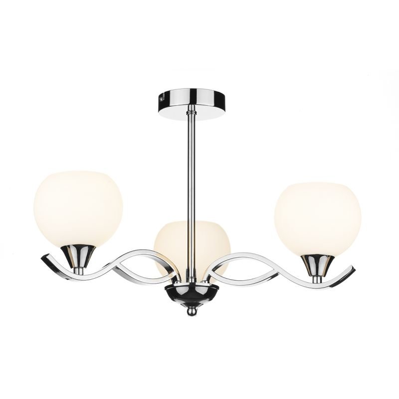 Ceiling Lights - Aruba - Opal Glass with Polished Chrome 3 Light Centre Fitting Dar-ARU0350 - Aruba - Opal Glass with Polished Chrome 3 Light Centre Fitting