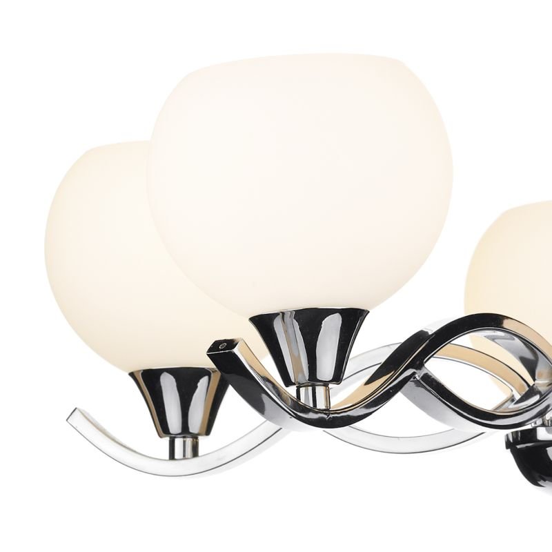 Ceiling Lights - Aruba - Opal Glass with Polished Chrome 5 Light Centre Fitting Dar-ARU0550 - Aruba - Opal Glass with Polished Chrome 5 Light Centre Fitting