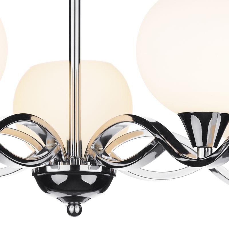 Ceiling Lights - Aruba - Opal Glass with Polished Chrome 5 Light Centre Fitting Dar-ARU0550 - Aruba - Opal Glass with Polished Chrome 5 Light Centre Fitting