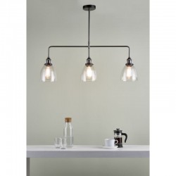 Arvin - Antique Chrome 3 Light over Island Fitting with Clear Glass Arvin - Antique Chrome 3 Light over Island Fitting with Clear Glass