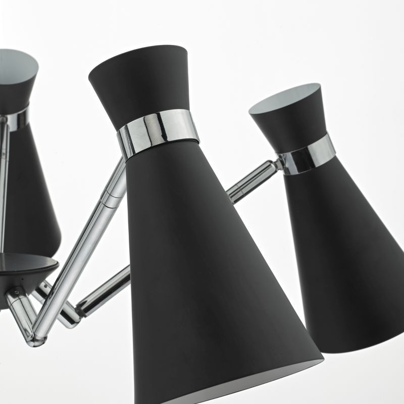 Ceiling Lights - Ash - Black Metal with Chrome 5 Light Centre Fitting Dar-ASH0522 - Ash - Black Metal with Chrome 5 Light Centre Fitting