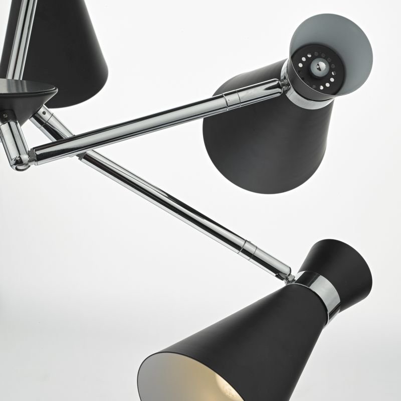 Ceiling Lights - Ash - Black Metal with Chrome 5 Light Centre Fitting Dar-ASH0522 - Ash - Black Metal with Chrome 5 Light Centre Fitting