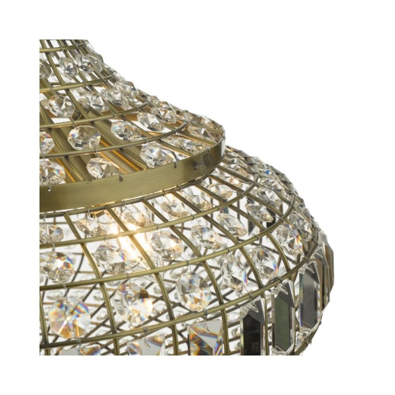 Dar-ASM0675 - Asmara - Crystal & Antique Brass 6 Light Pendant