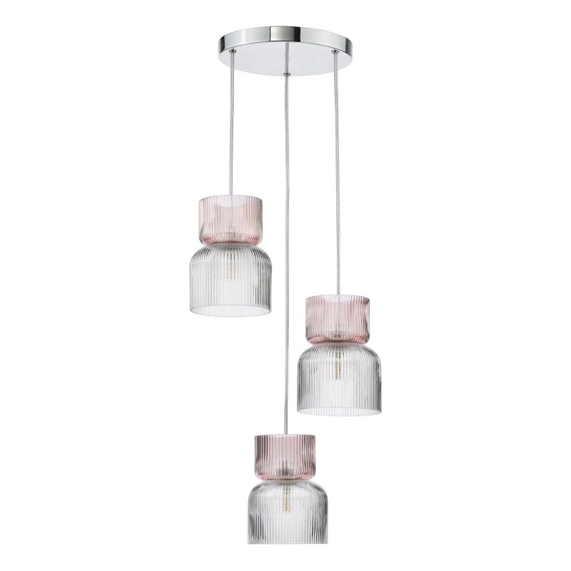 Dar_Vol3-AUB0303 - Auberta - Polished Chrome 3 Light Cluster Pendant with Ribbed Glass