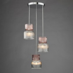 Auberta - Polished Chrome 3 Light Cluster Pendant with Ribbed Glass Auberta - Polished Chrome 3 Light Cluster Pendant with Ribbed Glass