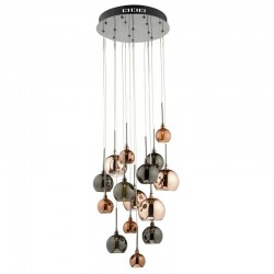 Aurelia - Black Chrome 15 Light Cluster Pendant with Multi Colour Glasses Aurelia - Black Chrome 15 Light Cluster Pendant with Multi Colour Glasses