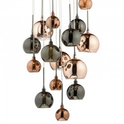 Aurelia - Black Chrome 15 Light Cluster Pendant with Multi Colour Glasses Aurelia - Black Chrome 15 Light Cluster Pendant with Multi Colour Glasses