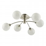 Avari - Satin Nickel 6 Light Semi-Flush with Decorative Glass