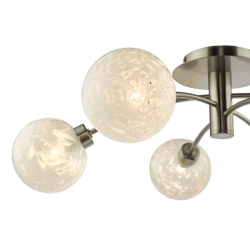 Dar-AVA6446 - Avari - Decorative Glass Globe with Satin Nickel 6 Light Semi-Flush