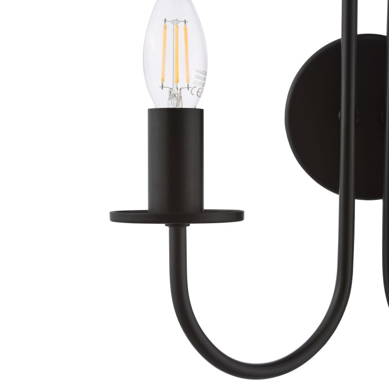 Dar-BEC0922 - Becca - Matt Black 2 Light Wall Lamp