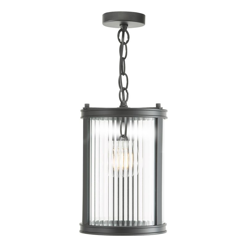 Dar-BIA0122 - Bianka - Matt Black Pendant with Ribbed Glass