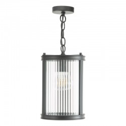 Bianka - Matt Black Pendant with Ribbed Glass Bianka - Matt Black Pendant with Ribbed Glass